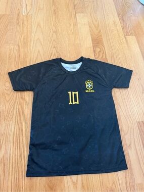 Kids Neymar Jr Brasil Soccer Jersey Shirt - Black with Yellow Accents